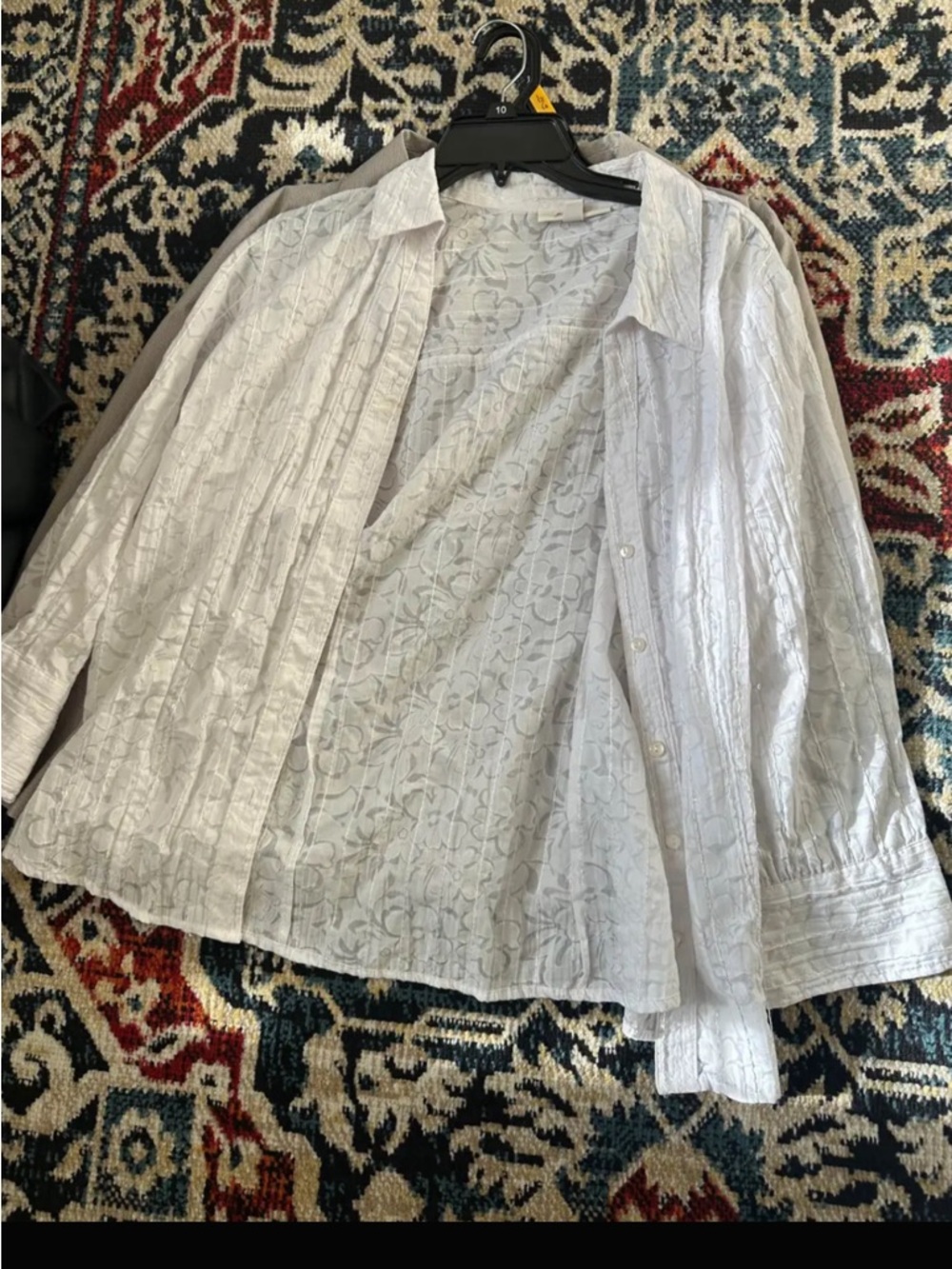 JM COLLECTION Lightweight White Textured Button-Up Shirt